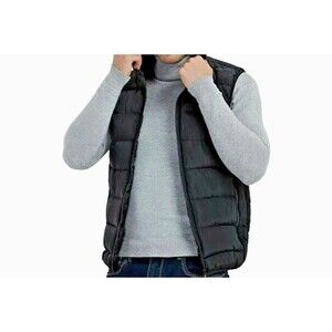 Calvin Klein full zip hooden outdoor black sleeveless womens puffer vest Size S